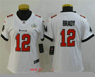 Women's Tampa Bay Buccaneers #12 Tom Brady White 2021 Super Bowl LV Vapor Untouchable Stitched Nike Limited NFL Jerse