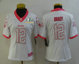 Women's Tampa Bay Buccaneers #12 Tom Brady White Pink 2021 Super Bowl LV Color Rush Fashion NFL Nike Limited Jersey