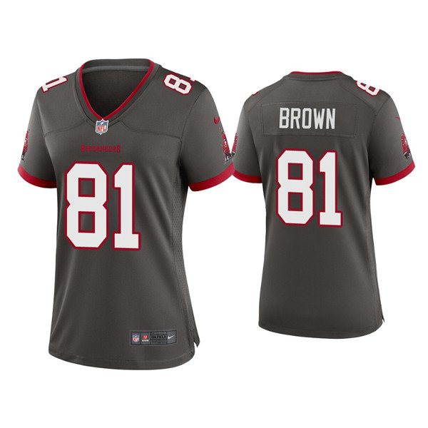 Women's Tampa Bay Buccaneers #81 Antonio Brown Grey 2021 Limited Stitched Jersey
