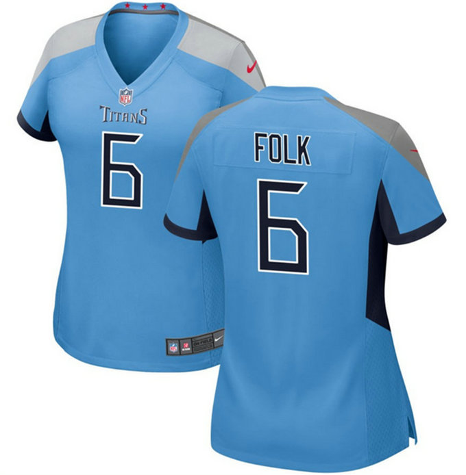Women's Tennessee Titans #6 Nick Folk Light Blue Stitched Football Jersey