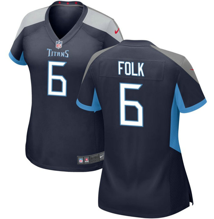 Women's Tennessee Titans #6 Nick Folk Navy Stitched Football Jersey