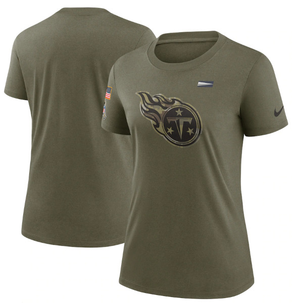 Women's Tennessee Titans Olive 2021 Salute To Service T-Shirt 