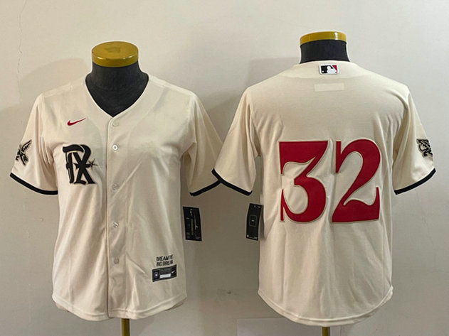 Women's Texas Rangers #32 Evan Carter Cream 2023 City Connect Stitched Baseball Jersey
