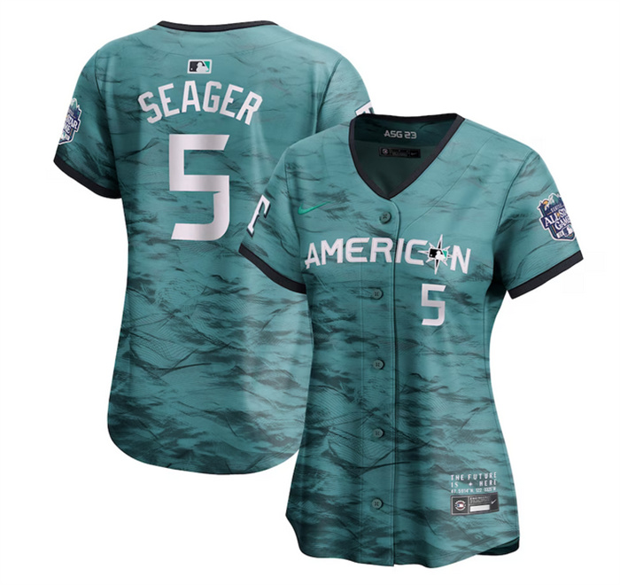 Women's Texas Rangers #5 Corey Seager Teal 2023 All-Star Stitched Baseball Jersey
