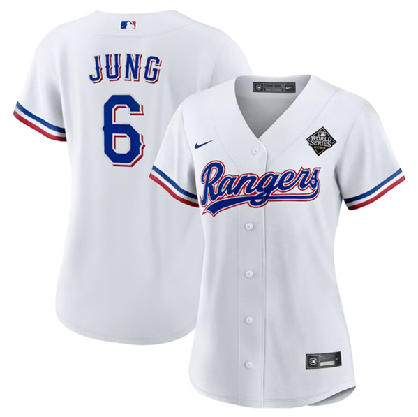Women's Texas Rangers #6 Josh Jung White 2023 World Series Stitched Baseball Jersey