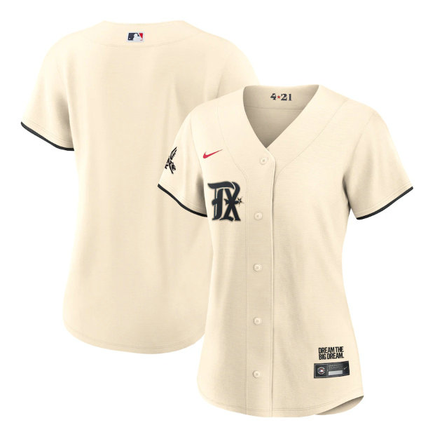 Women's Texas Rangers Blank Cream 2023 City Connect Stitched Baseball Jersey