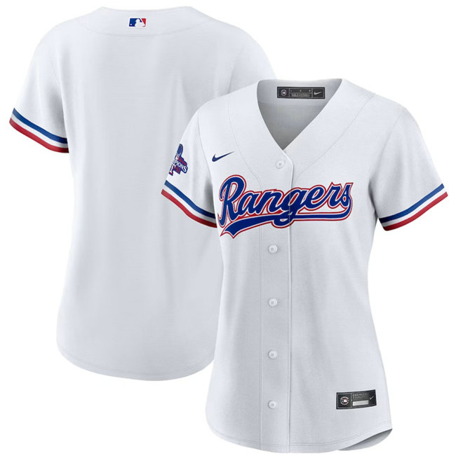 Women's Texas Rangers Blank White 2023 World Series Champions Stitched Baseball Jersey