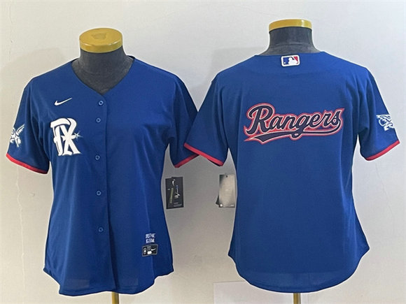 Women's Texas Rangers Royal 2023 City Connect With Patch Stitched Baseball Jersey