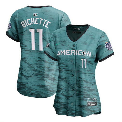 Women's Toronto Blue Jays #11 Bo Bichette Teal 2023 All-Star Stitched Baseball Jersey