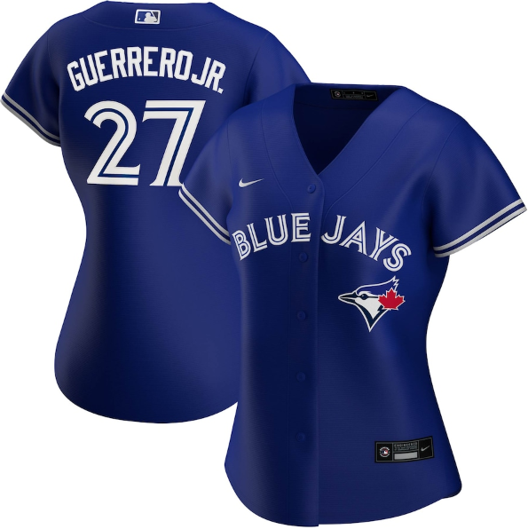 Women's Toronto Blue Jays #27 Vladimir Guerrero Jr. Blue Cool Base Stitched Baseball Jersey(Run Small)