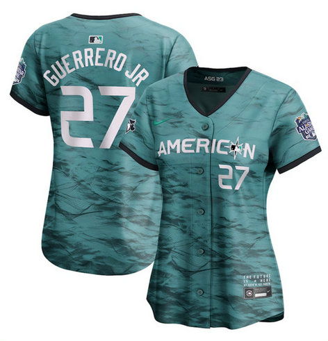 Women's Toronto Blue Jays #27 Vladimir Guerrero Jr. Teal 2023 All-Star Stitched Baseball Jersey