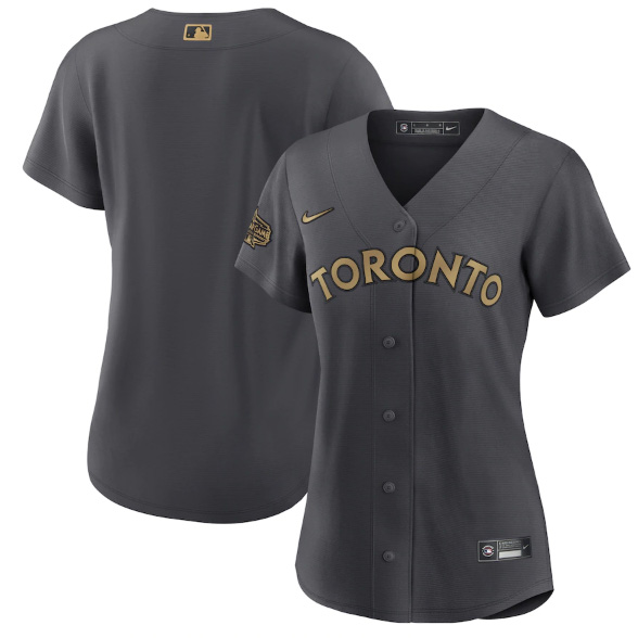 Women's Toronto Blue Jays Blank 2022 All-Star Charcoal Stitched Baseball Jersey