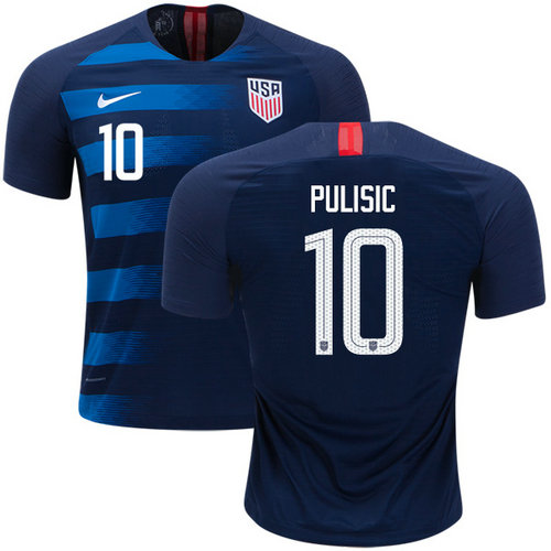 Women's USA #10 Pulisic Away Soccer Country Jersey1
