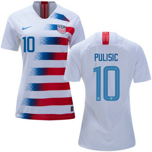 Women's USA #10 Pulisic Home Soccer Country Jersey1