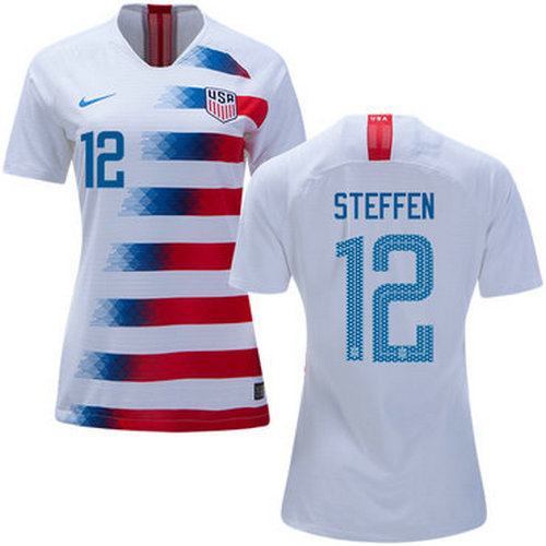 Women's USA #12 Steffen Home Soccer Country Jersey
