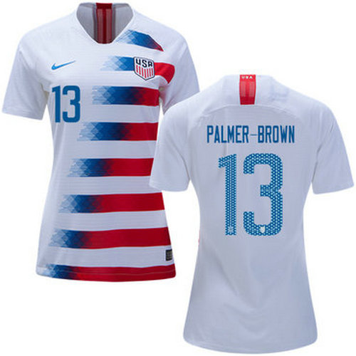 Women's USA #13 Palmer-Brown Home Soccer Country Jersey