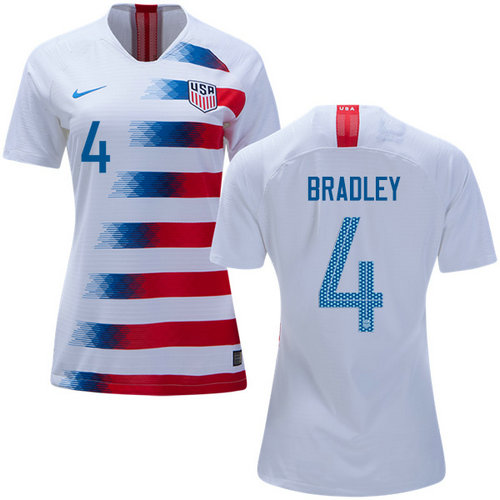 Women's USA #4 Bradley Home Soccer Country Jersey1