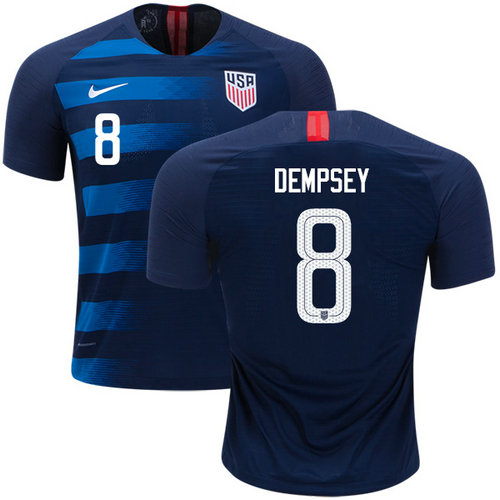 Women's USA #8 Dempsey Away Soccer Country Jersey1