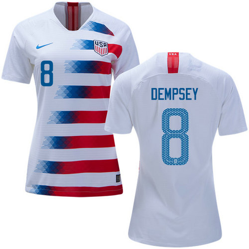 Women's USA #8 Dempsey Home Soccer Country Jersey1