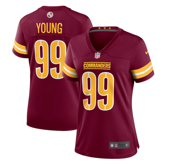 Women's Washington Commanders #99 Chase Young 2022 Burgundy Game Stitched Jersey(Run Small)
