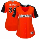 Women's Washington Nationals #34 Bryce Harper  Orange National League 2017 MLB All-Star MLB Jersey