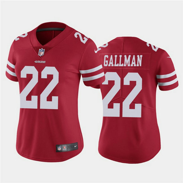 Women 49ers #22 Wayne Gallman Jr.Red Vapor limited Jersey