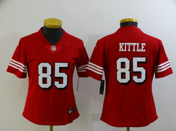 Women 49ers #85 George Kittle Red Women Color Rush Vapor Untouchable Limited Jersey