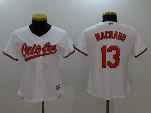 Women Baltimore Orioles #13 Manny Machado white jerseys