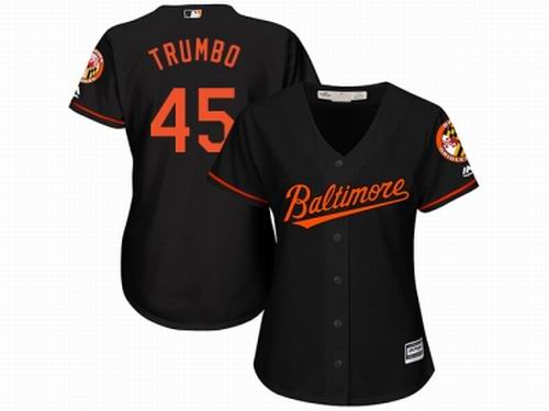 Women Baltimore Orioles #45 Mark Trumbo Black Jersey