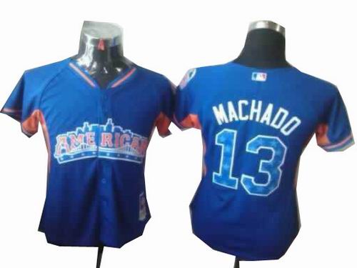 Women Baltimore Orioles 13# Manny Machado American League 2013 All Star blue Jersey