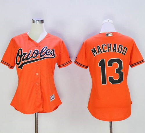 Women Baltimore Orioles 13 Manny Machado Orange Alternate Baseball Jersey