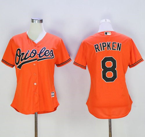 Women Baltimore Orioles 8 Cal Ripken Orange Alternate Baseball Jersey