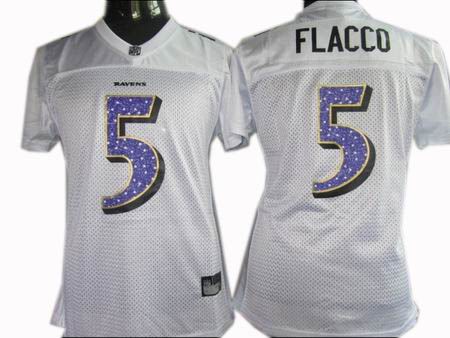 Women Baltimore Ravens #5 Joe Flacco Women Sweetheart Jerseys White