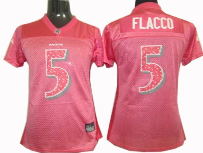 Women Baltimore Ravens 5# Joe Flacco Sweetheart Jersey Pink