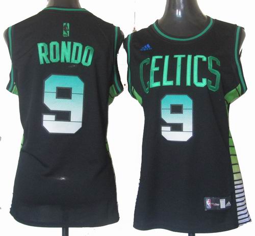 Women Boston Celtics #9 Rajon Rondo black Fashion Swingman Jerseys