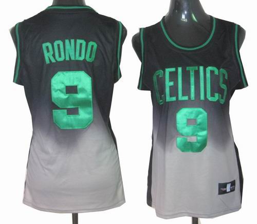 Women Boston Celtics 9# Rajon Rondo Fadeaway Fashion Swingman Jersey