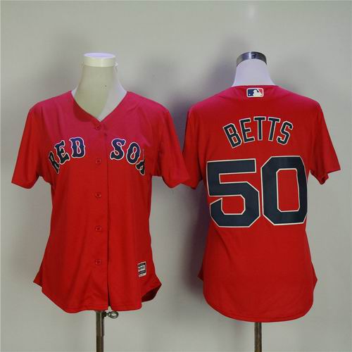 Women Boston Red Sox #50 Mookie Betts red Jersey