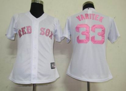 Women Boston Red Sox 33 Varitek White Jerseys