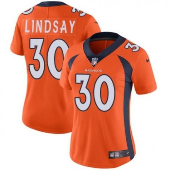 Women Broncos #30 Phillip Lindsay Orange Jersey