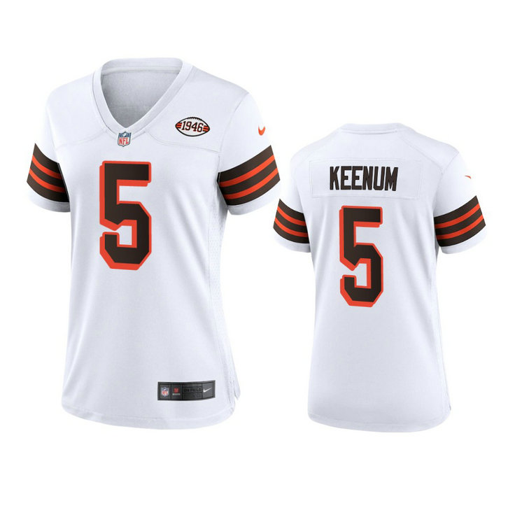 Women Browns #5 Case Keenum Nike 1946 Collection Alternate Game Limited NFL Jersey - White