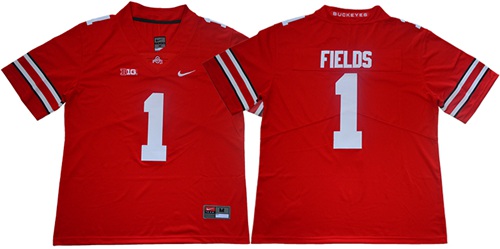 Women Buckeyes #1 Justin Fields Red Limited Stitched College Jersey