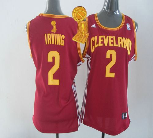 Women Cavaliers 2 Kyrie Irving Red The Champions Patch Womens Road NBA Jersey