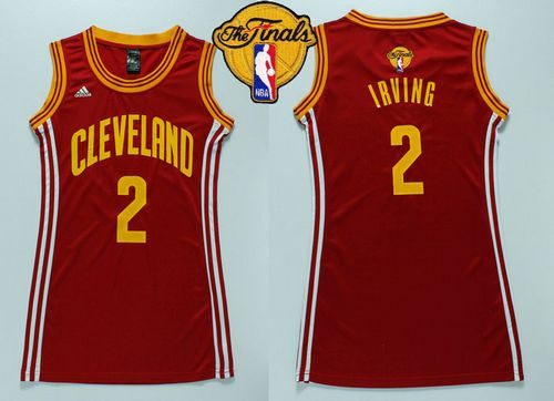 Women Cavaliers 2 Kyrie Irving Red The Finals Patch Dress NBA Jersey