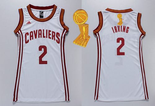 Women Cavaliers 2 Kyrie Irving White The Champions Patch Dress NBA Jersey