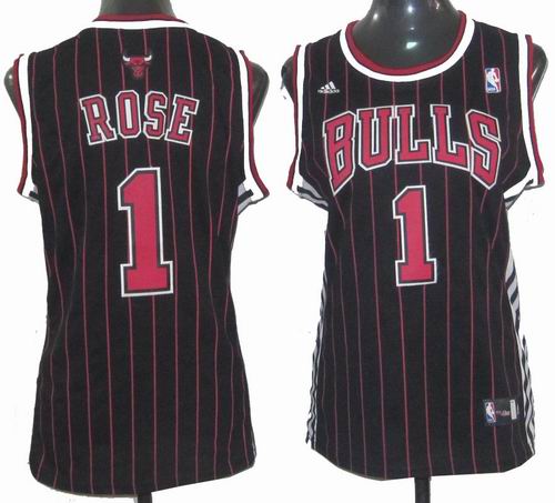 Women Chicago Bulls 1# Derek Rose Black throwback jerseys