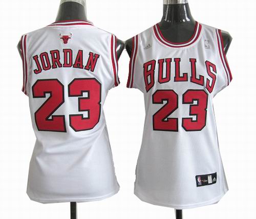Women Chicago Bulls 23# Michael Jordan white jersey