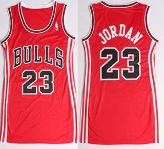 Women Chicago Bulls 23 Michael Jordan Red Stitched NBA Jersey Dress