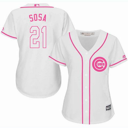 Women Chicago Cubs #21 Sammy Sosa white Fashion Jersey