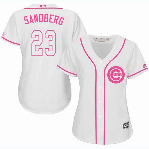 Women Chicago Cubs #23 Ryne Sandberg white Fashion Jersey