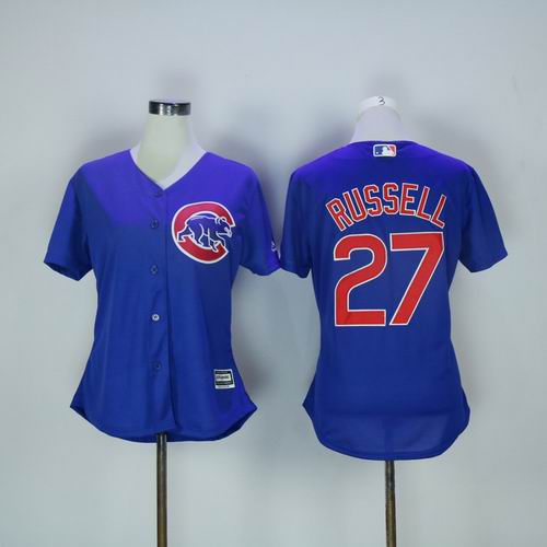Women Chicago Cubs #27 Addison Russell blue Jersey
